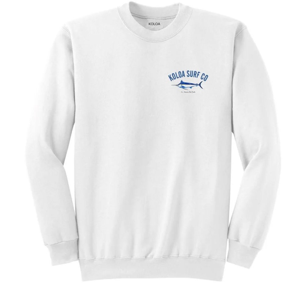 Koloa Surf Hawaiian Blue Marlin Logo Crewneck Sweatshirt - 4XL-White/c